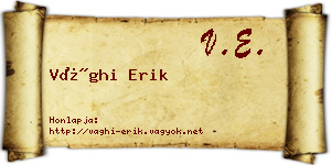 Vághi Erik névjegykártya
